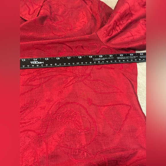Coldwater Creek Red 3/4 Sleeves & Floral Embroidered detail Size PXL - Picture 5 of 7